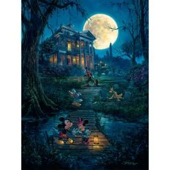 Mickey Mouse At The Haunted Mansion ''A Haunting Moon Rises'' By Rodel Gonzalez Canvas Artwork – Limited Edition