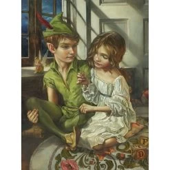 Peter Pan ''Sewn To His Shadow'' By Heather Edwards Hand-Signed & Numbered Canvas Artwork – Limited Edition