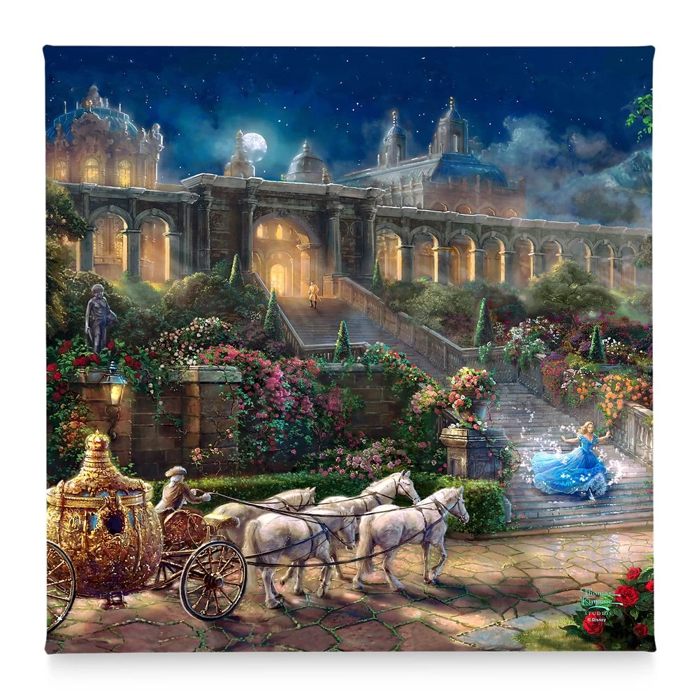 ''Clock Strikes Midnight'' Gallery Wrapped Canvas By Thomas Kinkade Studios – Cinderella 3 ''Clock Strikes Midnight'' Gallery Wrapped Canvas By Thomas Kinkade Studios – Cinderella