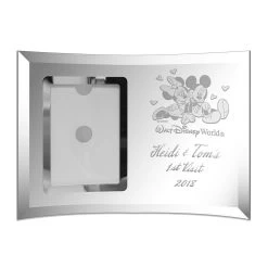 Mickey And Minnie Mouse Walt Disney World Glass Wedding Frame By Arribas – 4'' X 6'' – Personalized -Disney 7409055364025 1